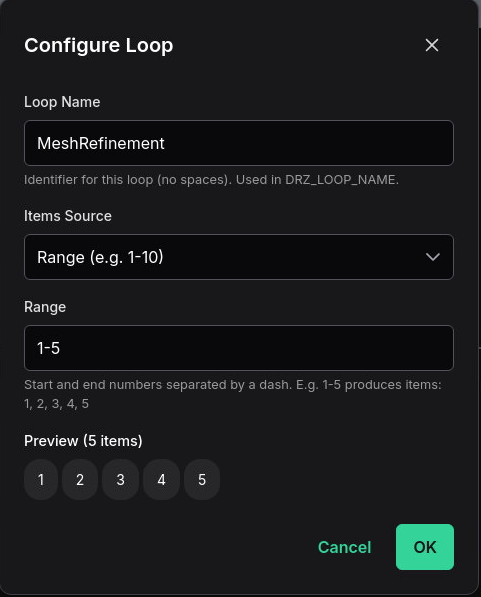 Loop Config Dialog